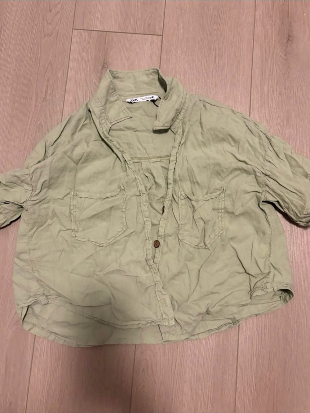 Zara Olive Green Collared Button Shirt